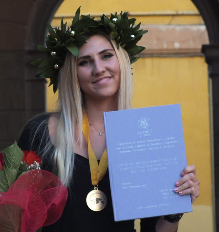 Graduation day in Italy. Graduation ceremony in Italy with  laurel wreath